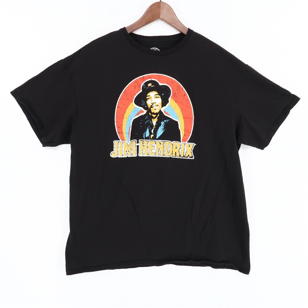 Jimi Hendrix T Shirt Mens XL Black Graphic Rainbow Short Sleeve Crew Neck